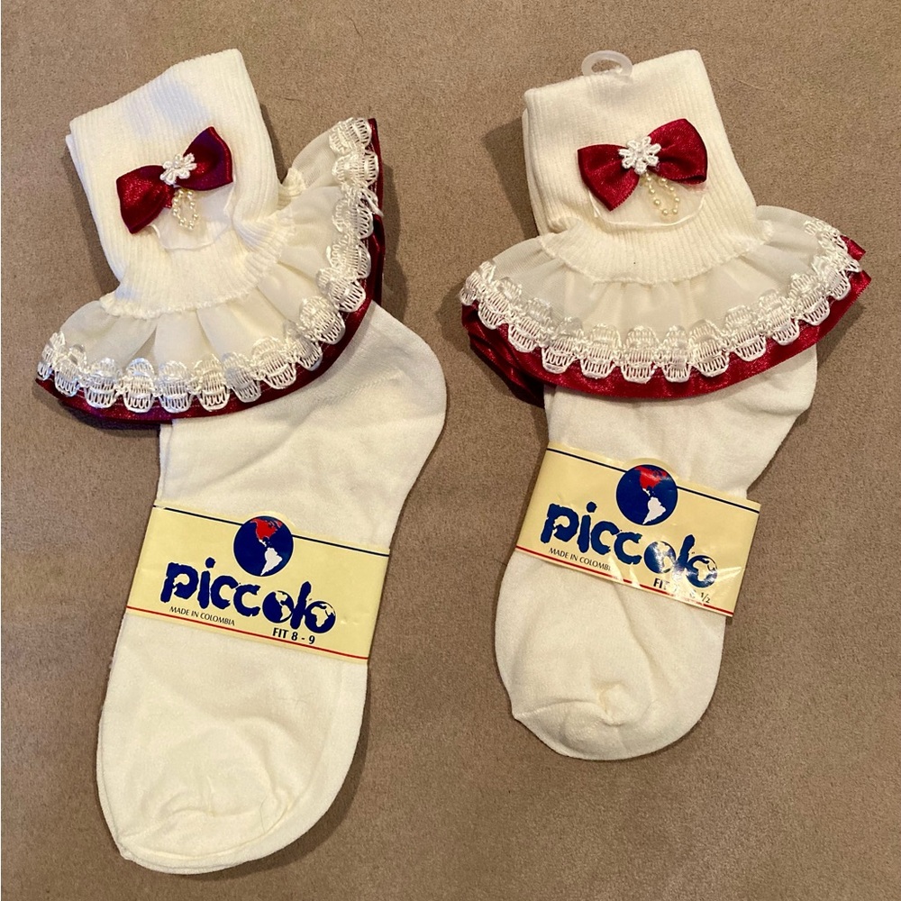 NWT - 2 Pr Piccolo Girls Dressy Socks
